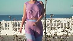 Mi nuevo traje de entrenamiento transparente mira mi cameltoe